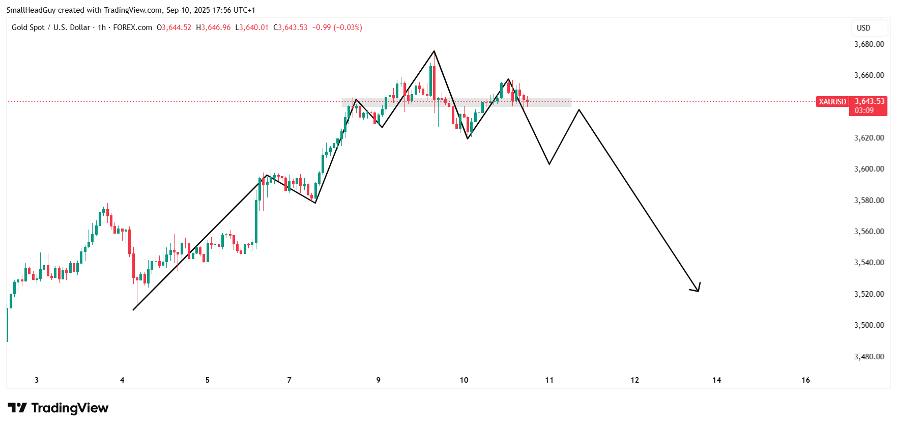 gold 1 hr chart