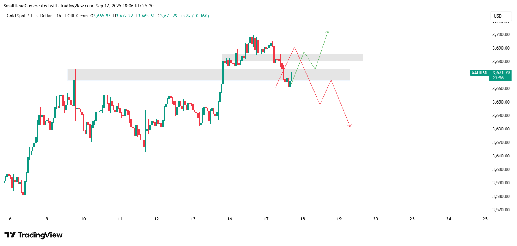 gold 1 hr chart
